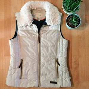 Beige & chevron patterned puffy vest